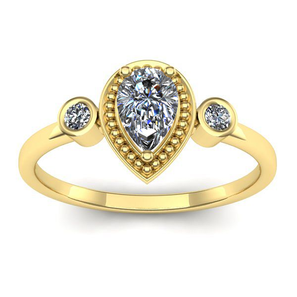 Inel cu safir alb lacrima