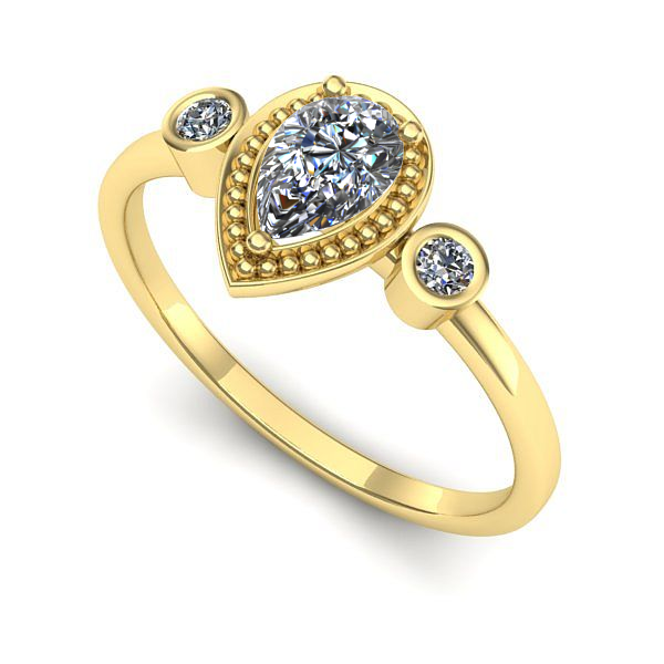 Inel logodna din aur galben cu safir alb