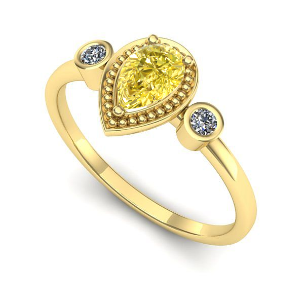 Inel logodna din aur galben cu safir galben