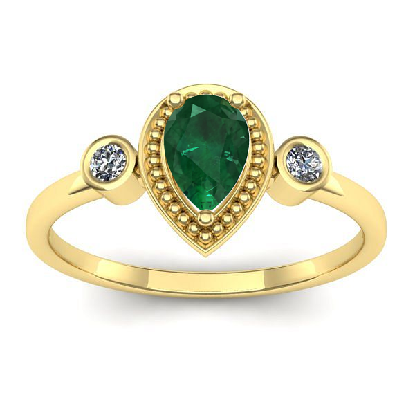 Inel logodna cu smarald lacrima