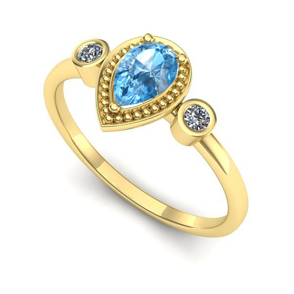 Inel de logodna din aur galben cu topaz blue