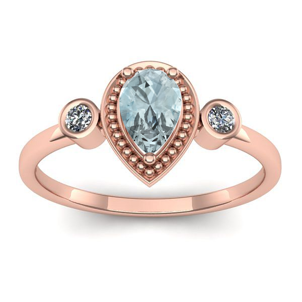 Inel de logodna cu aquamarin lacrima