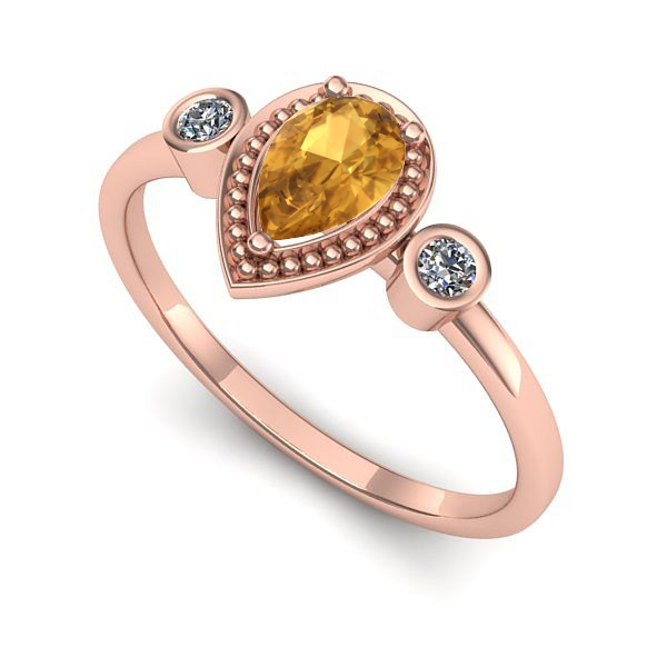 Inel din aur roz cu citrin