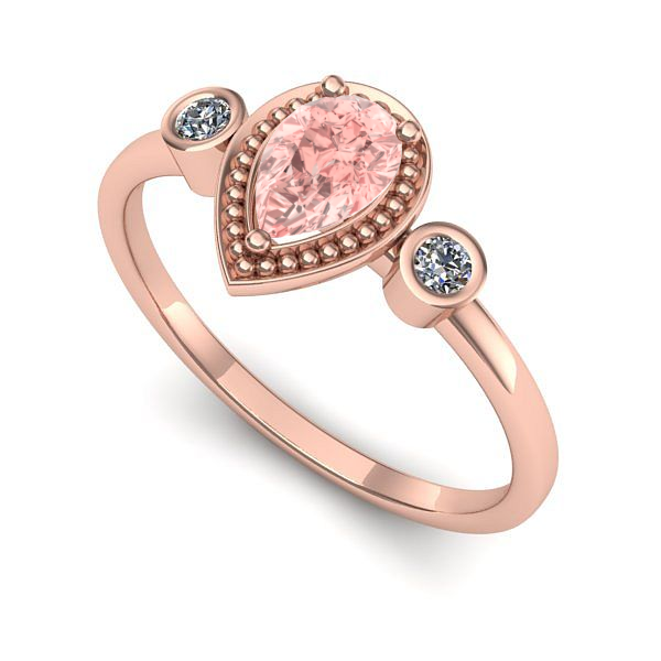 Inel din aur roz cu diamant de laborator roz