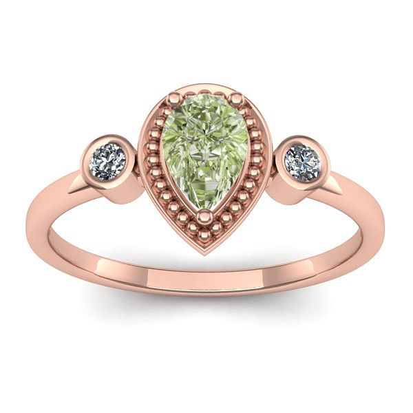 Inel logodna cu diamant de laborator verde lacrima