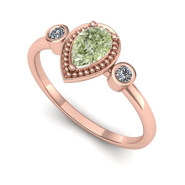 Inel logodna din aur roz cu diamant de laborator verde