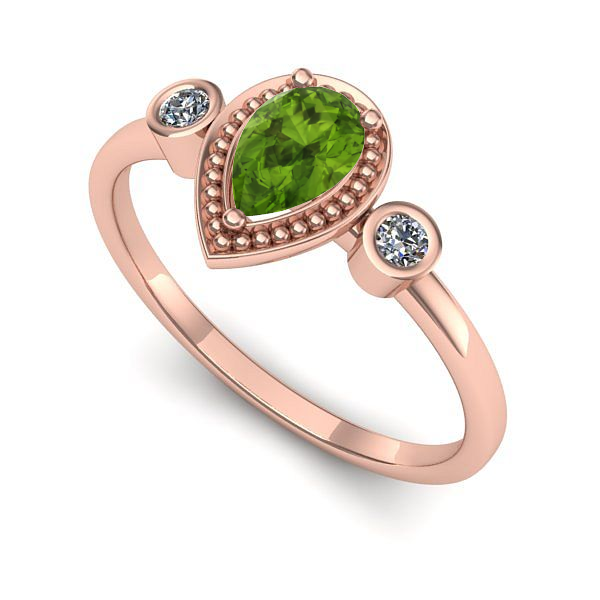 Inel de logodna din aur roz cu peridot