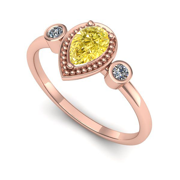 Inel din aur roz cu safir galben