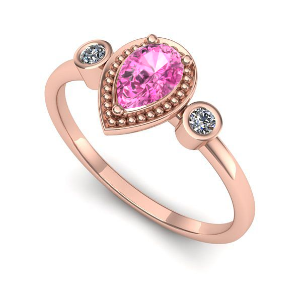 Inel din aur roz cu safir roz