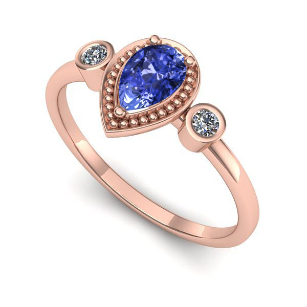 Inel logodna din aur roz cu tanzanit