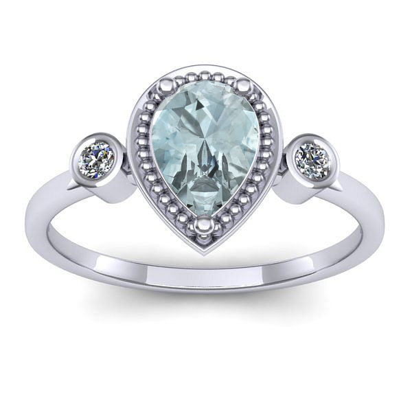 Inel logodna cu aquamarin lacrima