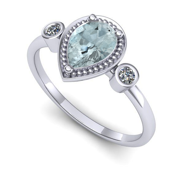 Inel de logodna din aur alb cu aquamarin