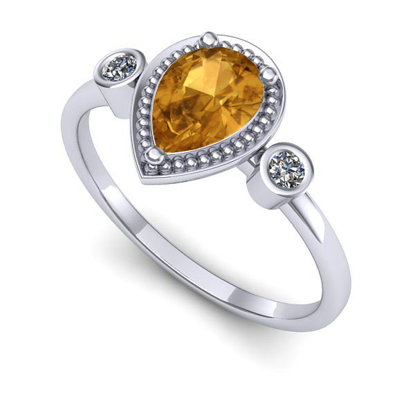 Inel din aur alb cu citrin