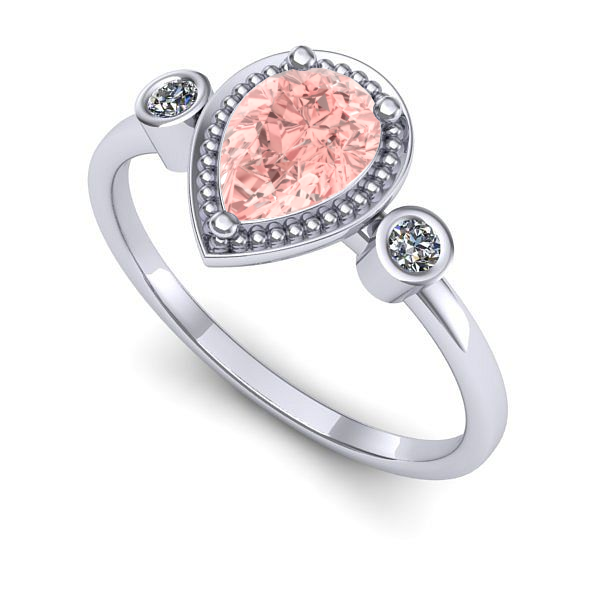 Inel din aur alb cu diamant de laborator roz