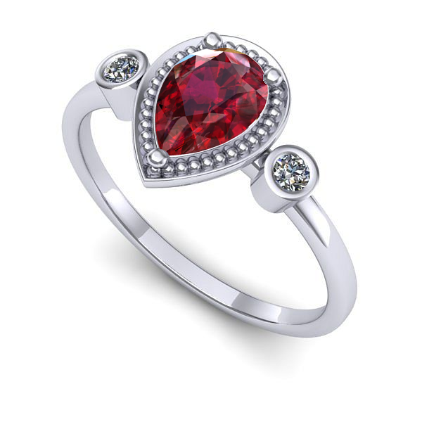 Inel logodna din aur alb cu rubin