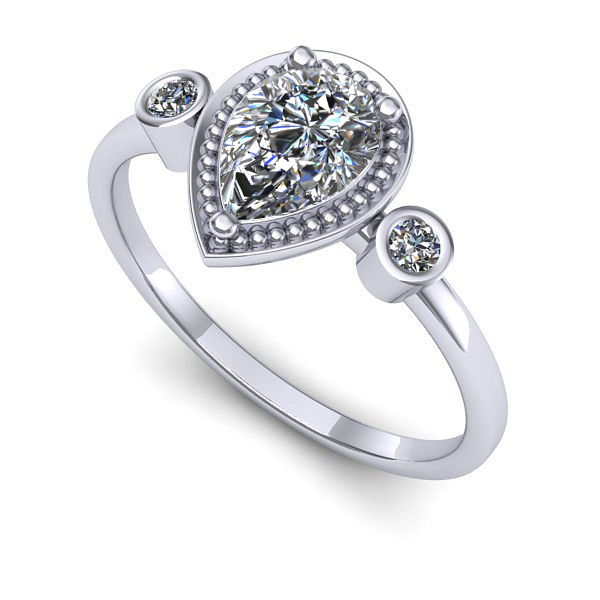 Inel logodna din aur alb cu safir alb