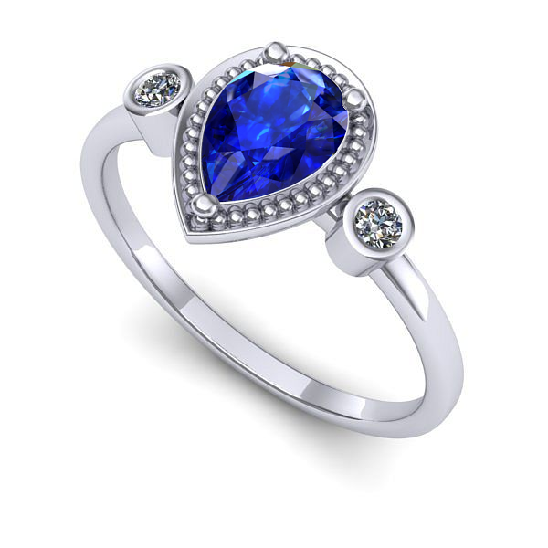 Inel din aur alb cu safir