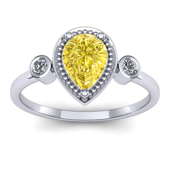 Inel de logodna cu safir galben lacrima