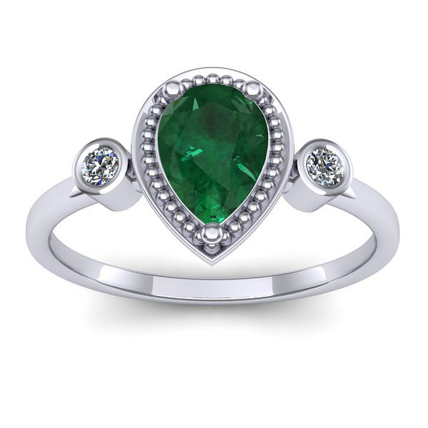 Inel de logodna cu smarald lacrima