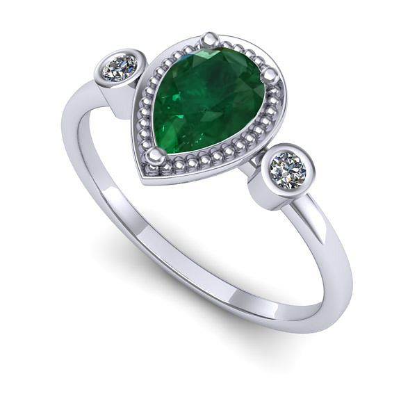 Inel din aur alb cu smarald