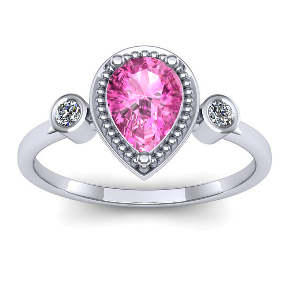 Inel cu safir roz lacrima