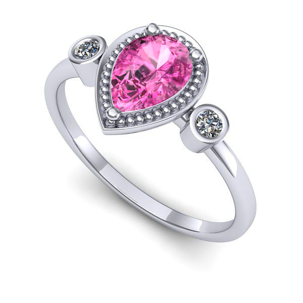 Inel din aur alb cu safir roz