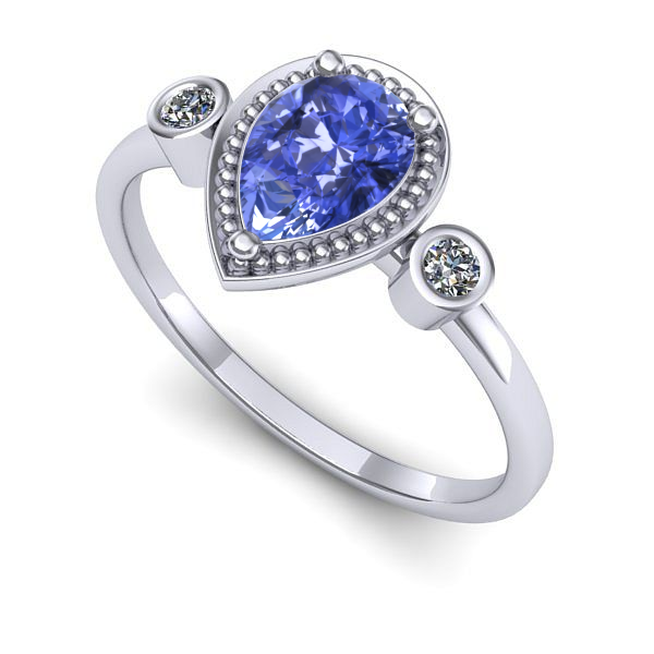 Inel logodna din aur alb cu tanzanit