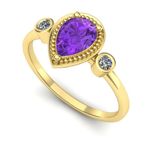 Inel de logodna din aur galben cu ametist