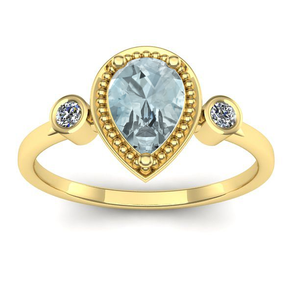 Inel de logodna cu aquamarin lacrima