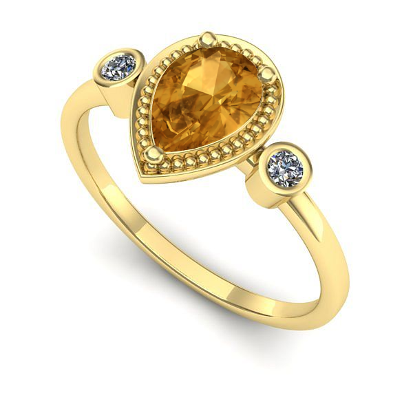 Inel logodna din aur galben cu citrin