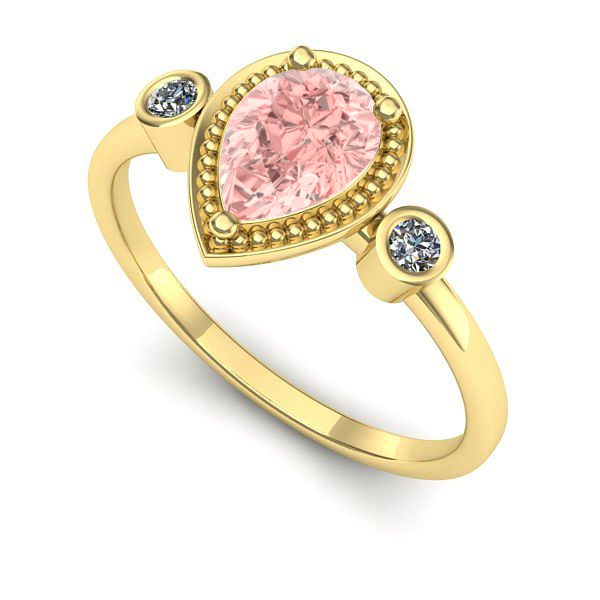Inel logodna din aur galben cu diamant de laborator roz