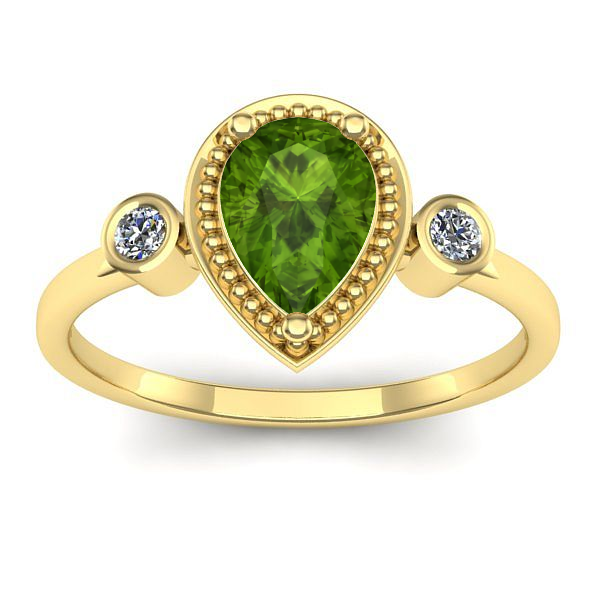 Inel de logodna cu peridot lacrima