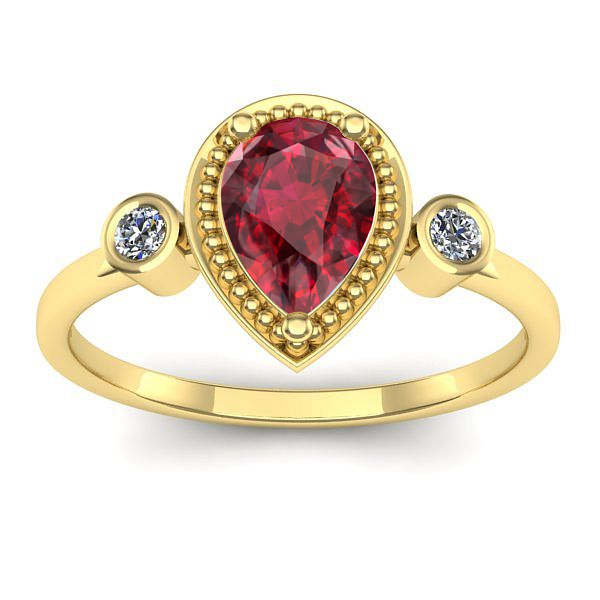 Inel logodna cu rubin lacrima