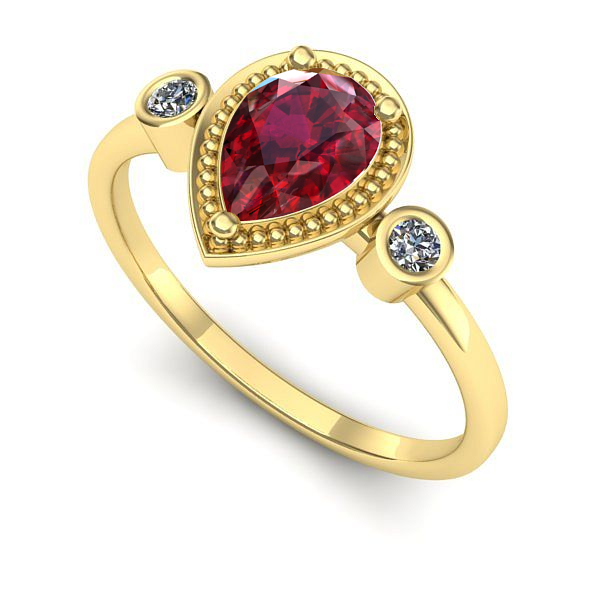 Inel logodna din aur galben cu rubin