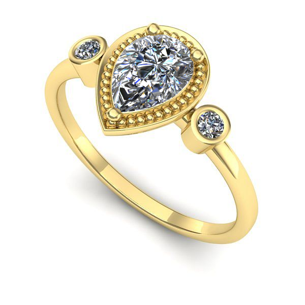 Inel din aur galben cu safir alb