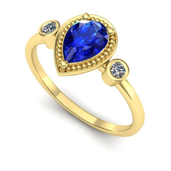 Inel din aur galben cu safir