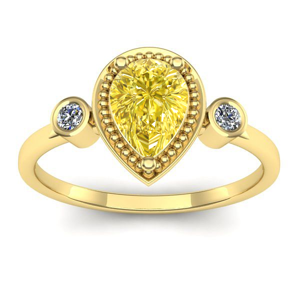 Inel cu safir galben lacrima