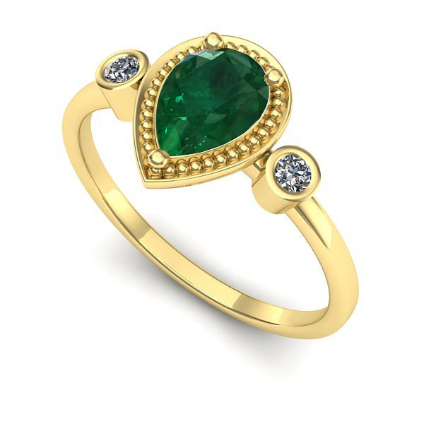 Inel logodna din aur galben cu smarald