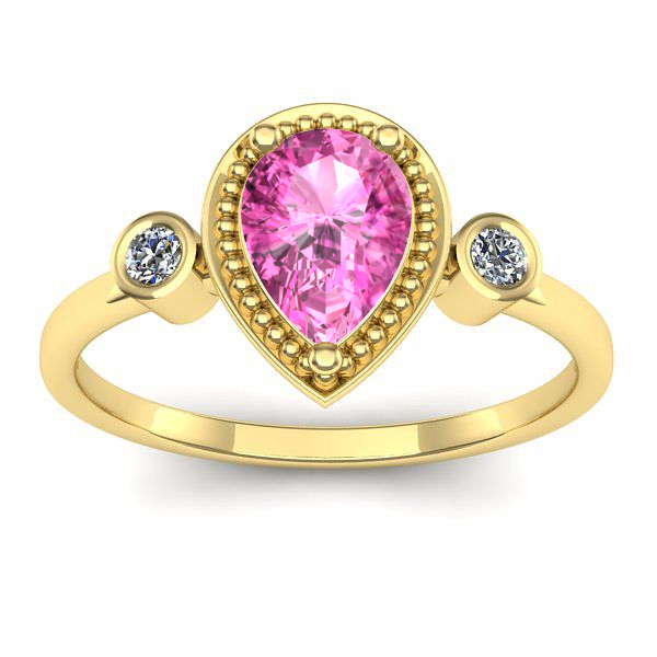 Inel cu safir roz lacrima