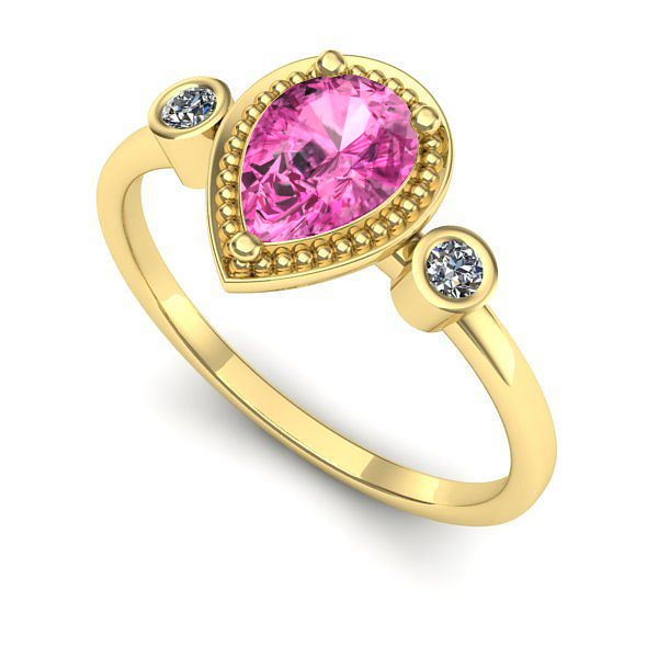 Inel din aur galben cu safir roz