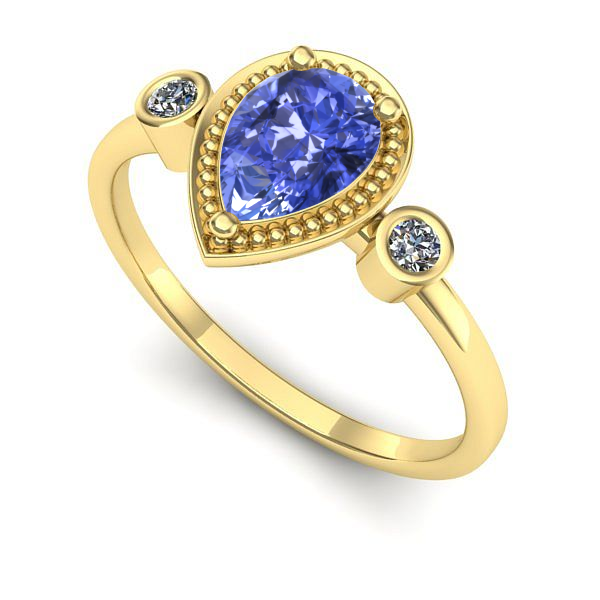 Inel de logodna din aur galben cu tanzanit