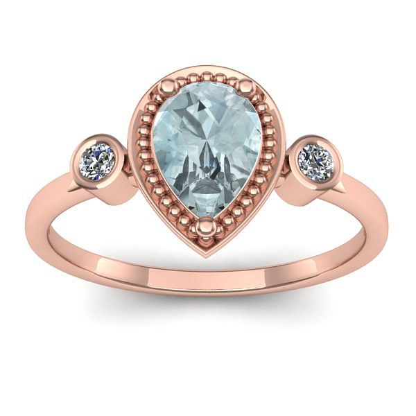 Inel logodna cu aquamarin lacrima