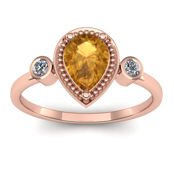 Inel logodna cu citrin lacrima