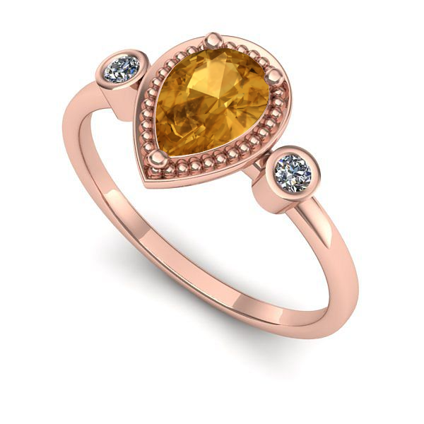 Inel logodna din aur roz cu citrin