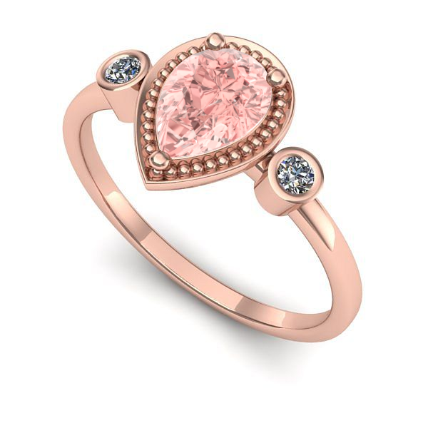 Inel din aur roz cu diamant de laborator roz