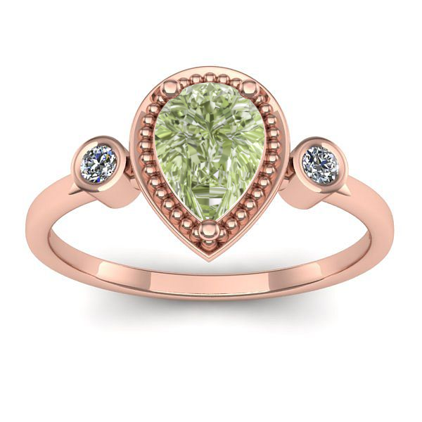Inel logodna cu diamant de laborator verde lacrima