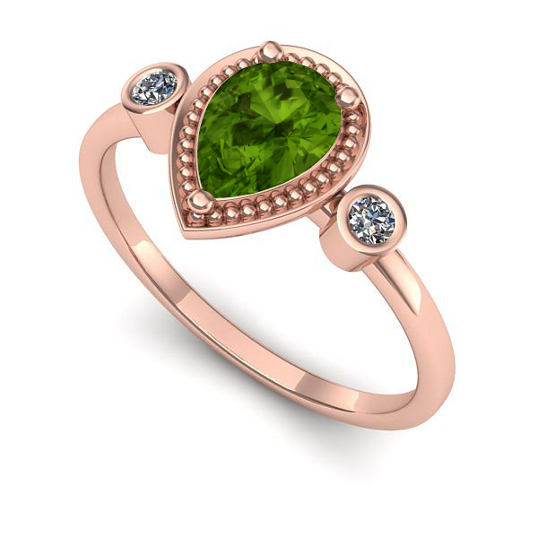 Inel de logodna din aur roz cu peridot