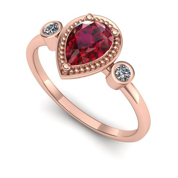 Inel logodna din aur roz cu rubin