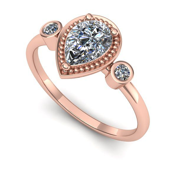 Inel din aur roz cu diamant de laborator