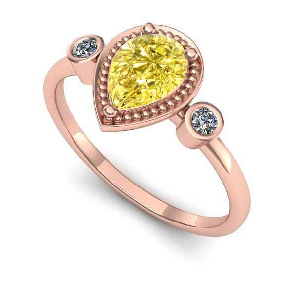 Inel logodna din aur roz cu safir galben